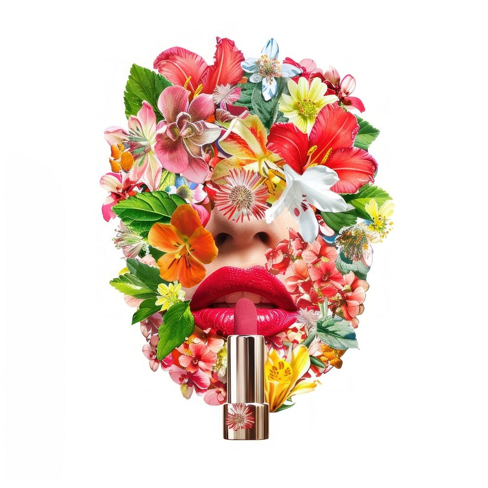 Flower Collage lipstick flower cosmetics graphics.