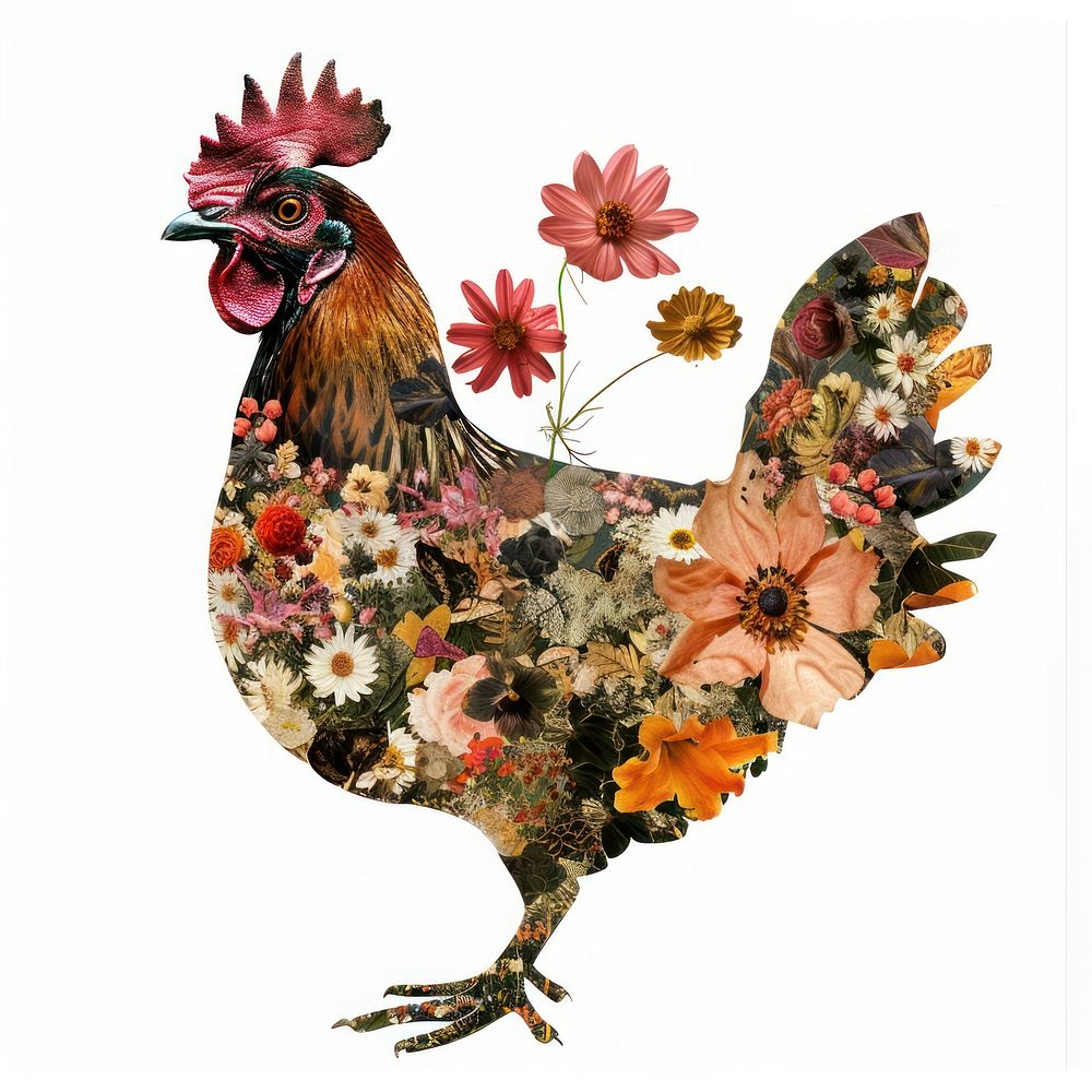 Flower Collage Chicken chicken poultry rooster.