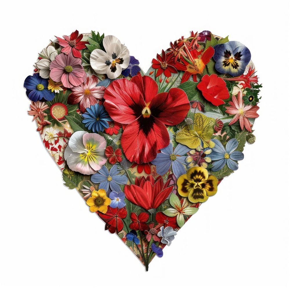 Flower Collage heart shaped pattern flower clothing.