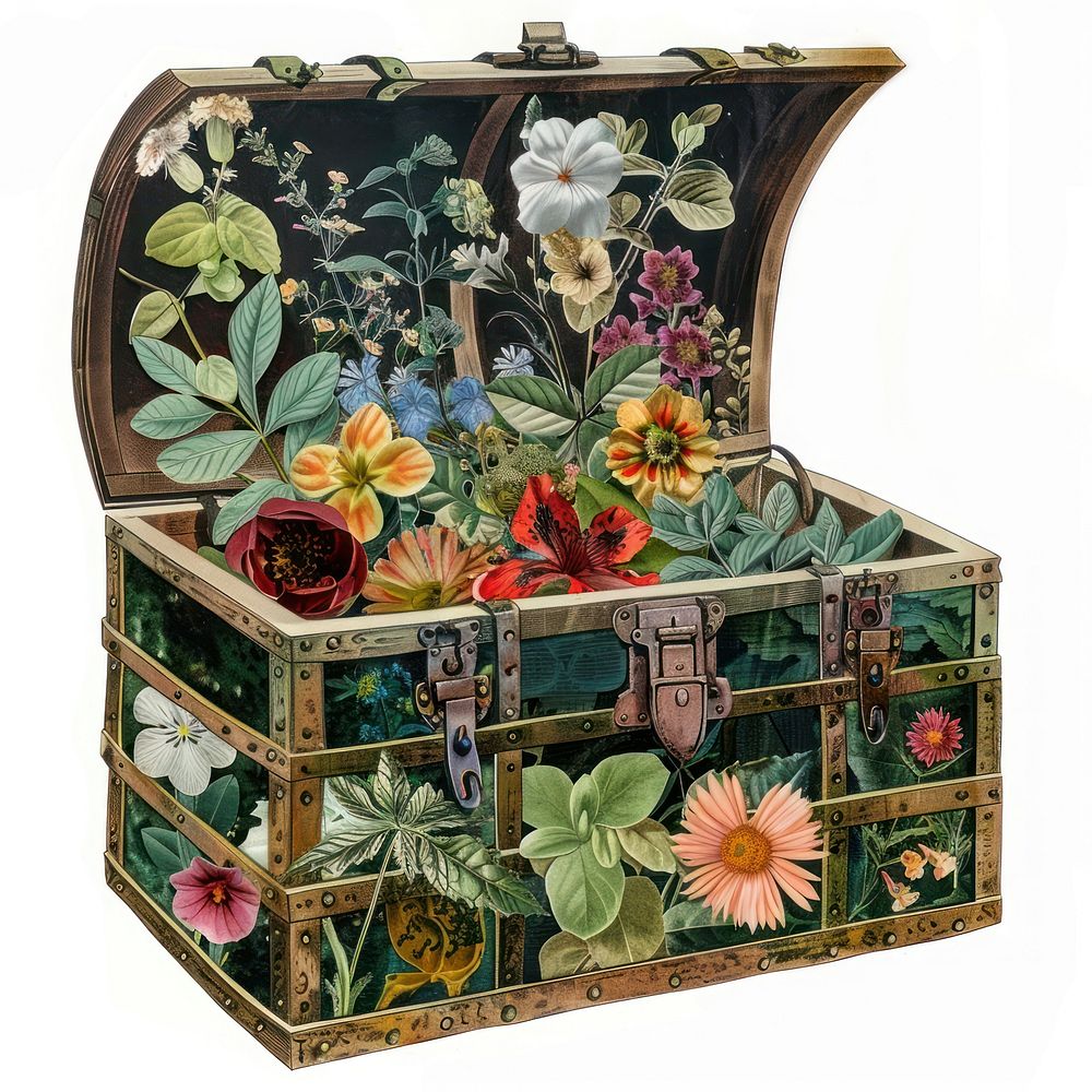 Flower Collage treasure chest flower letterbox mailbox.