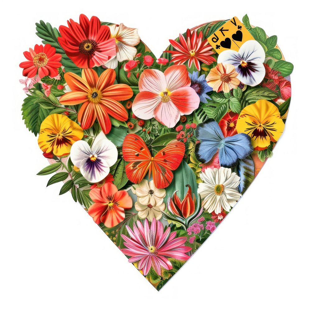 Flower Collage heart shaped pattern flower graphics.