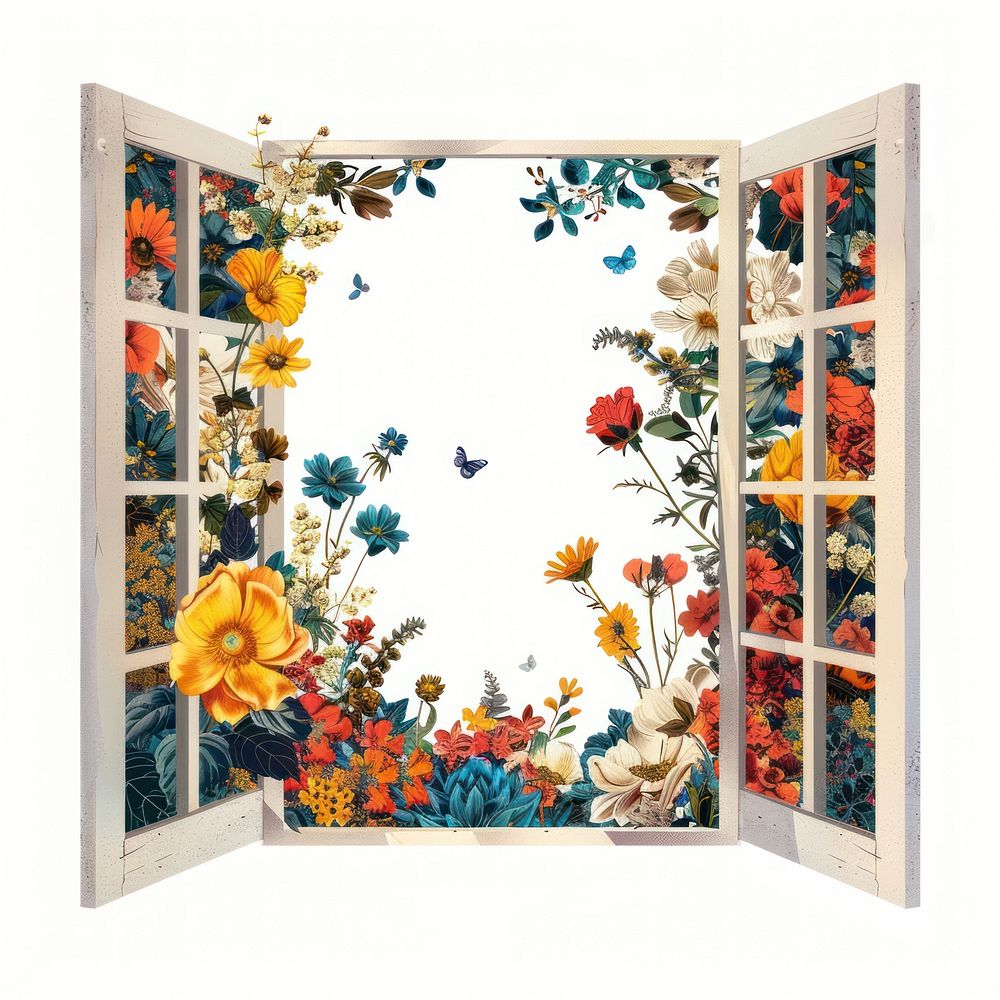 Flower Collage window pattern painting graphics.
