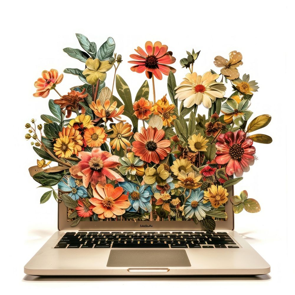 Flower Collage Laptop laptop flower electronics.