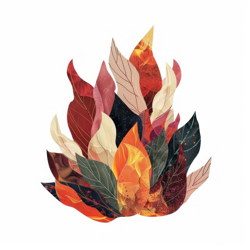 Flower Collage Fire Flame Shaped person tattoo plant.