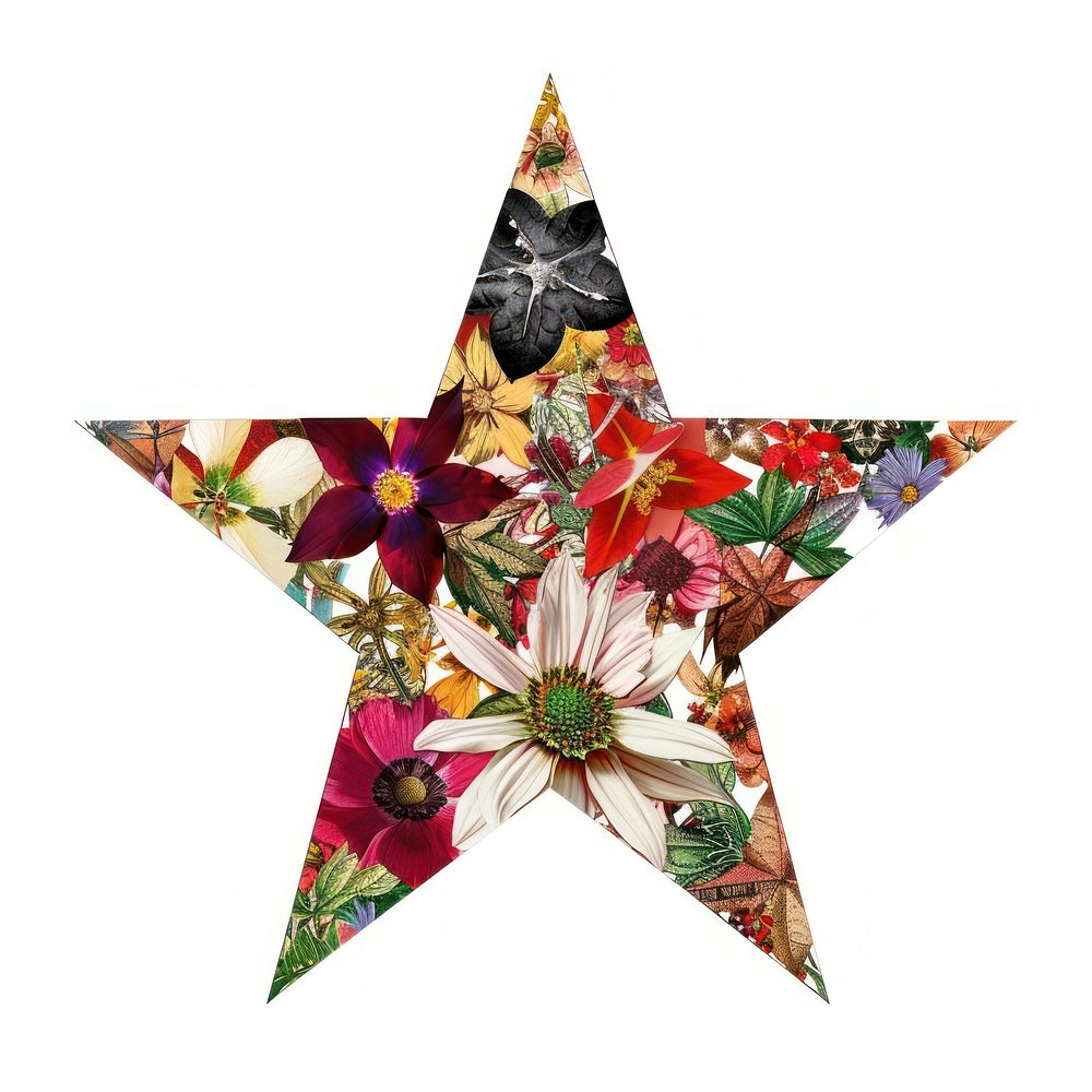 Flower Collage Star shaped flower blossom symbol.