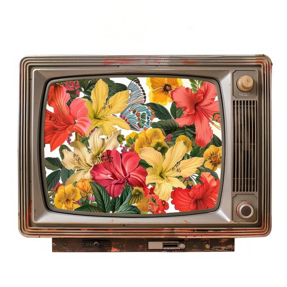 Flower Collage TV electronics television appliance.