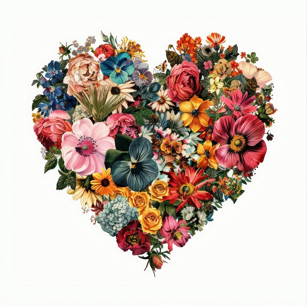 Flower Collage heart shaped pattern collage flower.
