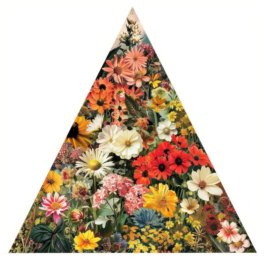 Flower Collage triangle shaped flower clothing apparel.