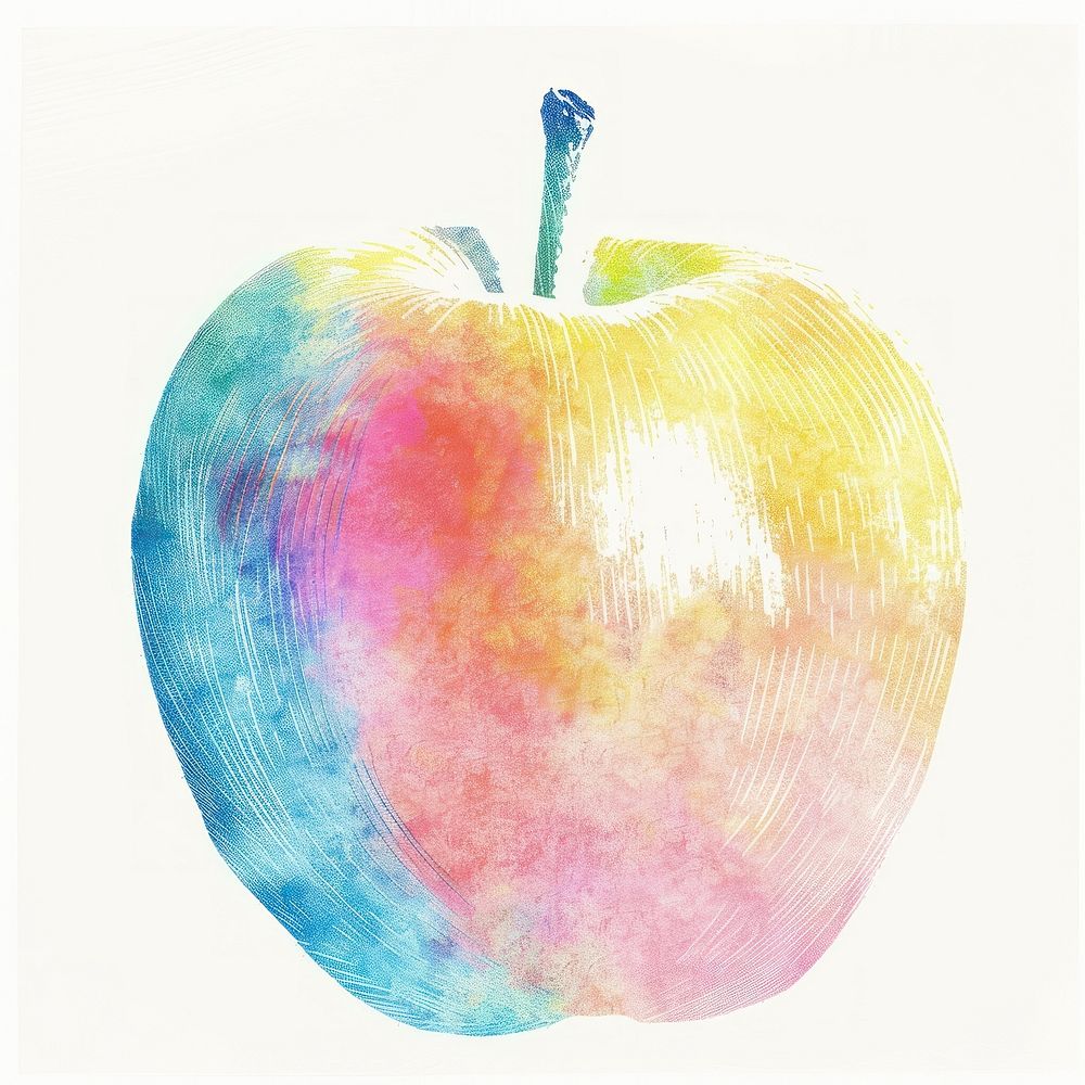 Apple Risograph style apple produce fruit.