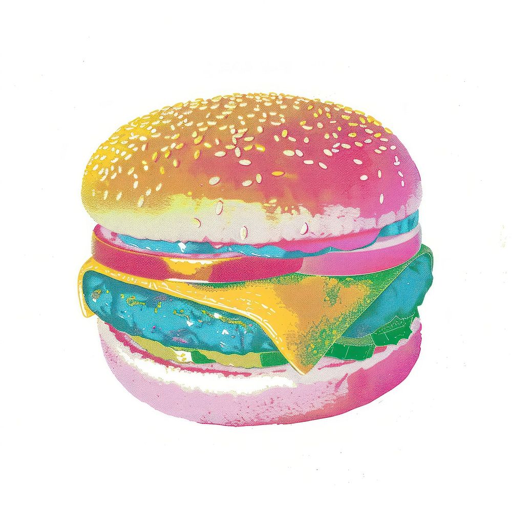 Burger Risograph style burger food.