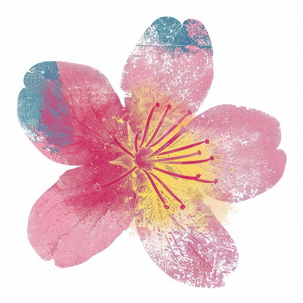 Cherry blossom Shaped Risograph style cherry blossom outdoors anemone.