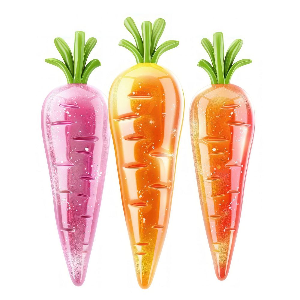 3d jelly glitter carrot vegetable produce plant.