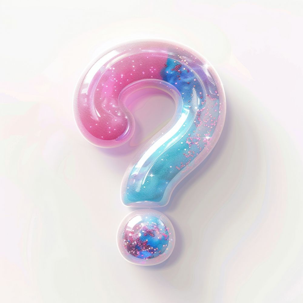 3d jelly glitter question symbol number text.