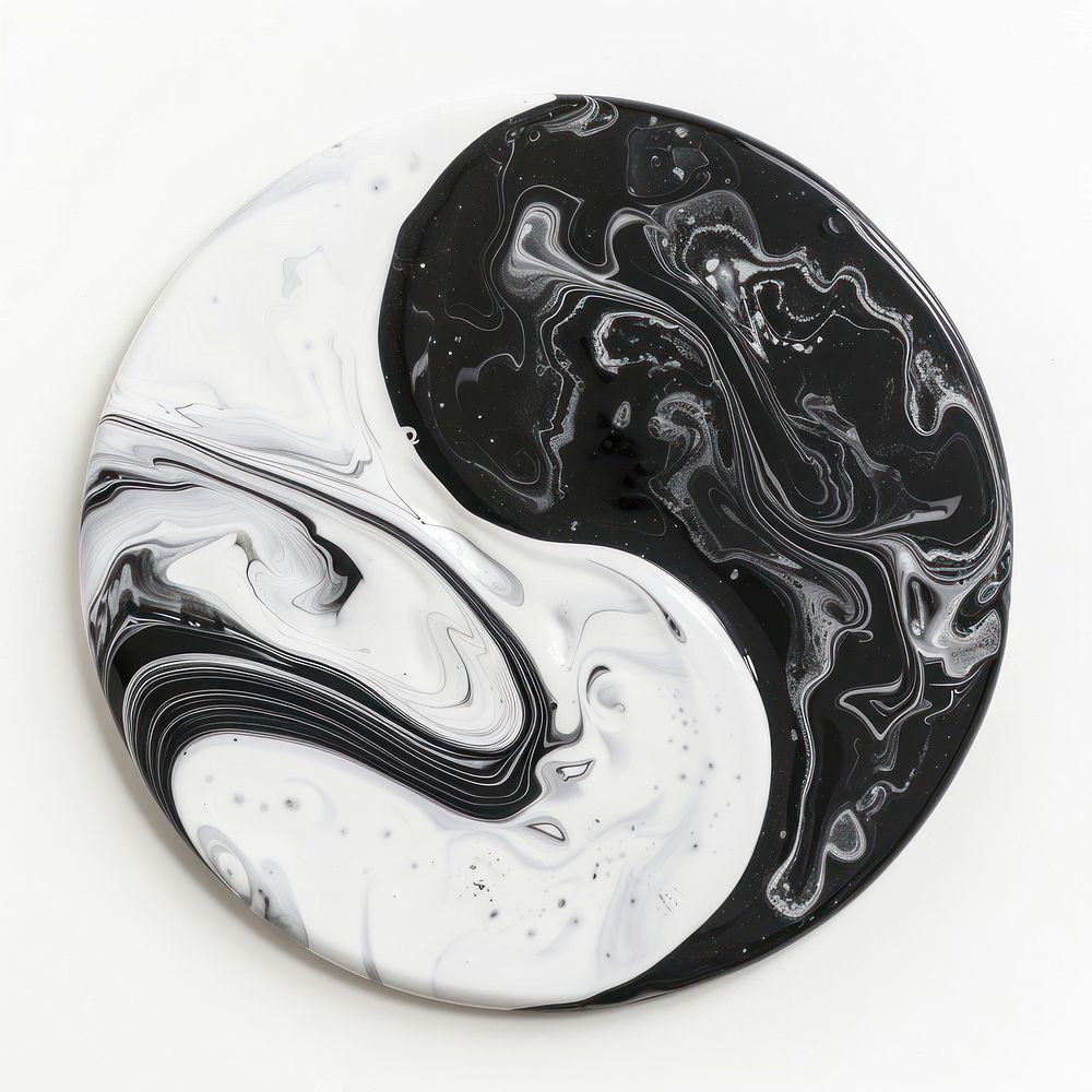 Acrylic pouring Yin Yang accessories porcelain accessory.