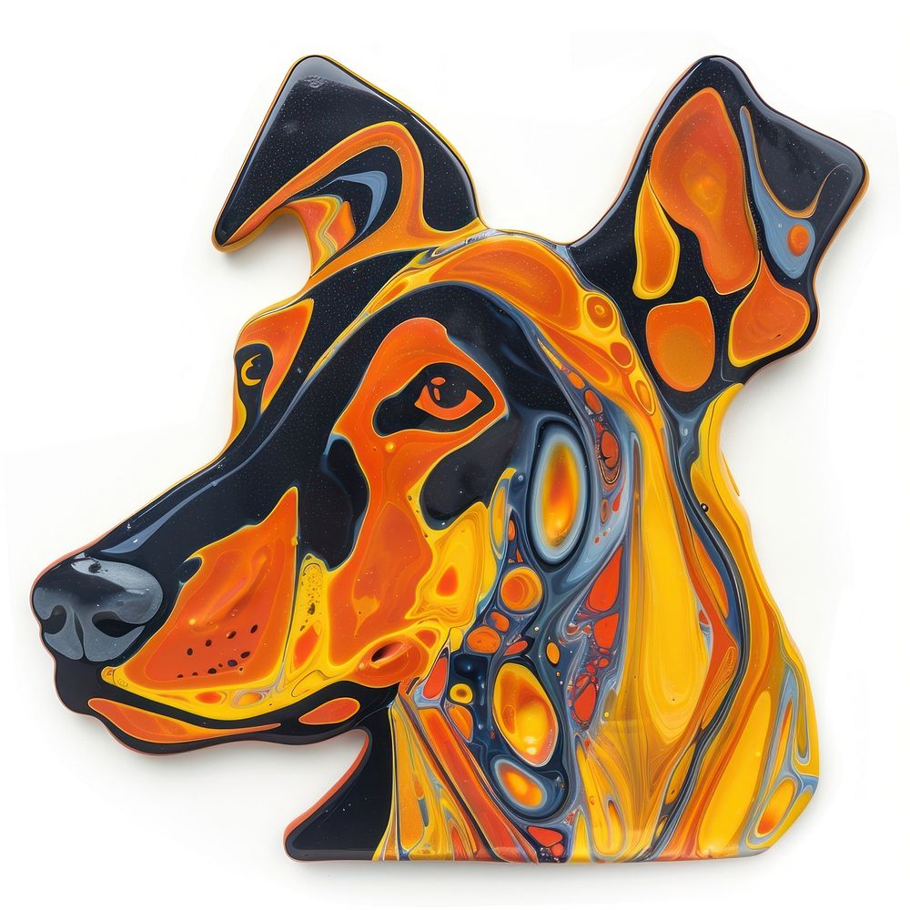 Acrylic pouring doberman head Dog dog pottery animal.