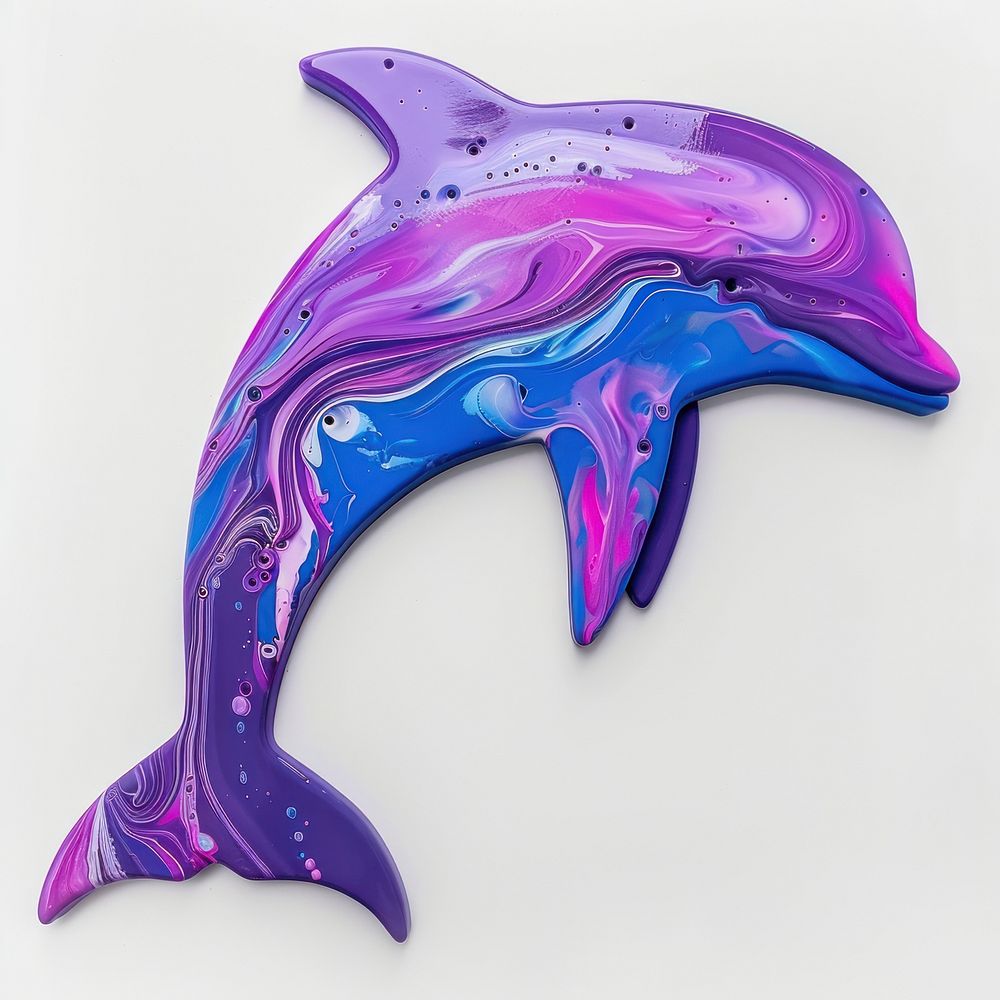 Acrylic pouring Dolphin dolphin appliance purple.