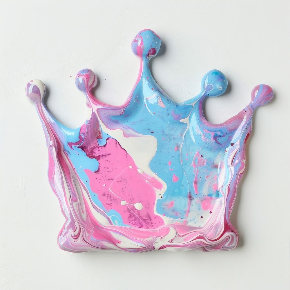 Acrylic pouring king crown porcelain painting clothing.