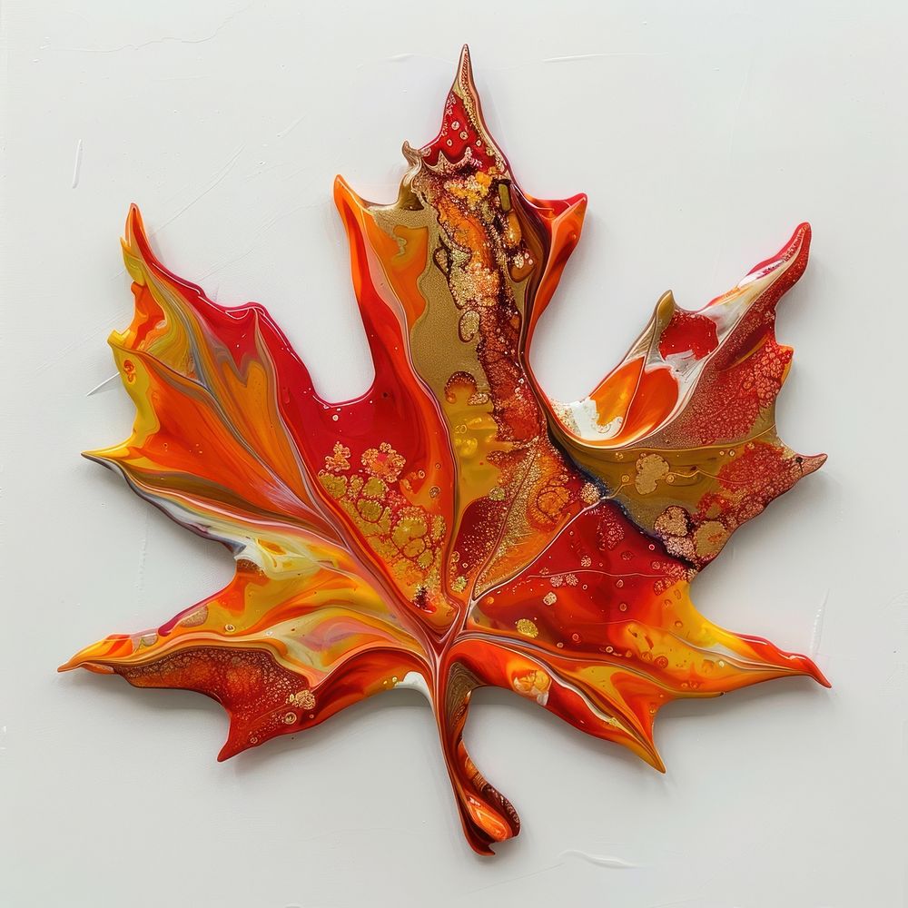 Acrylic pouring Maple leaf maple maple leaf plant.