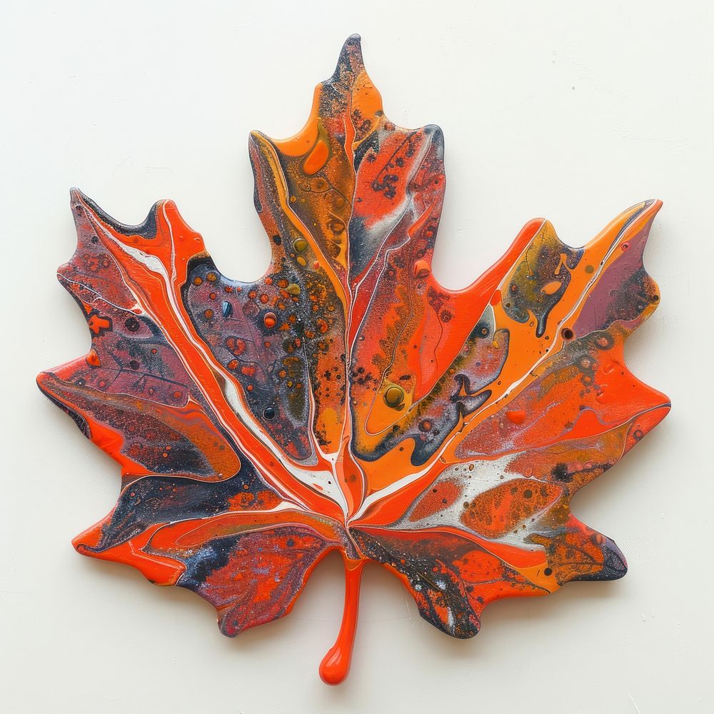 Acrylic pouring Maple leaf maple maple leaf plant.