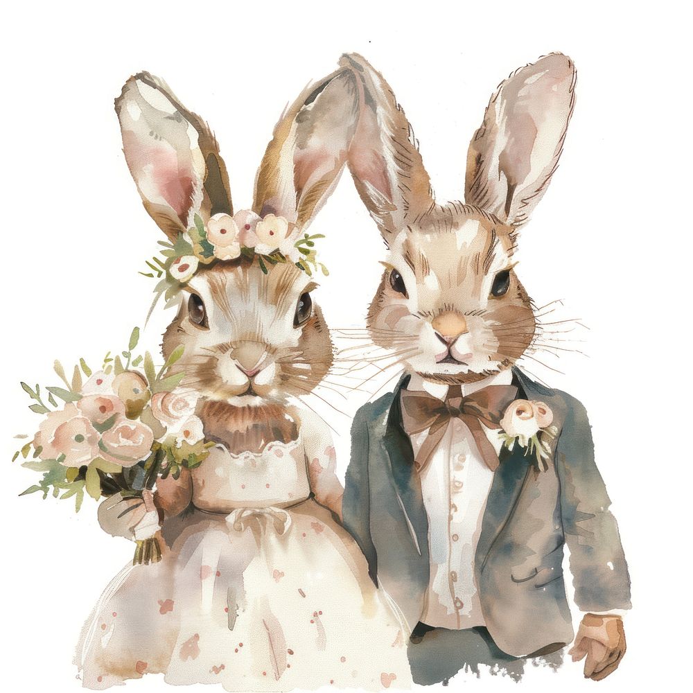 Wedding rabbit art painting.