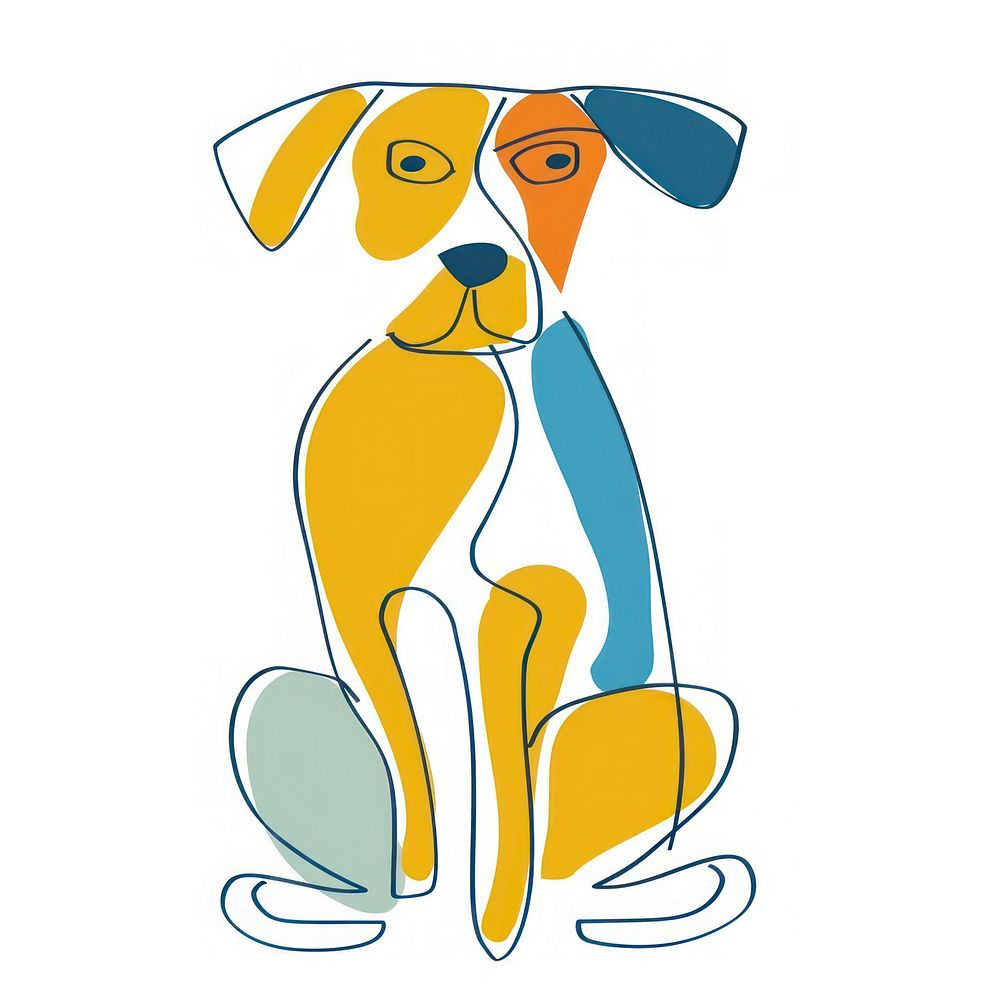 Minimalist symmetrical dog illustrated drawing animal.
