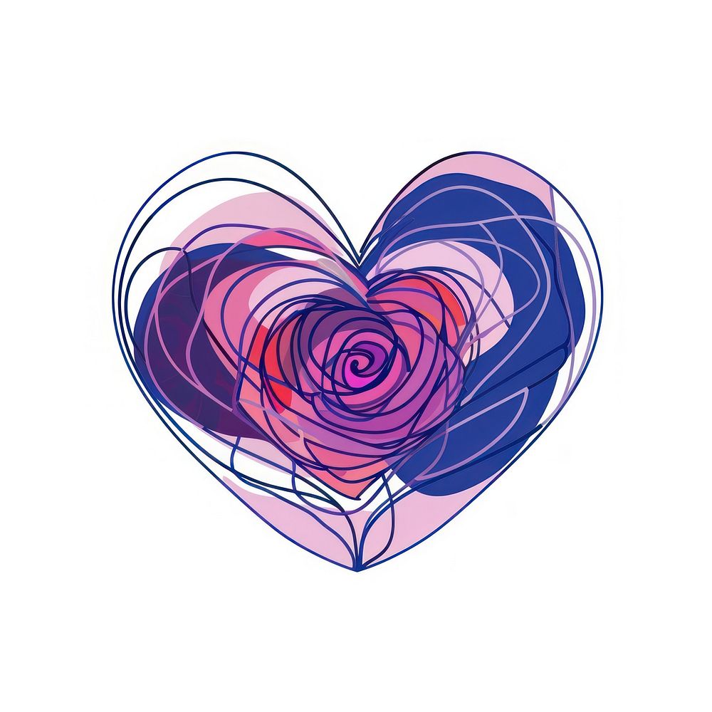 Minimalist symmetrical heart purple accessories illustrated.