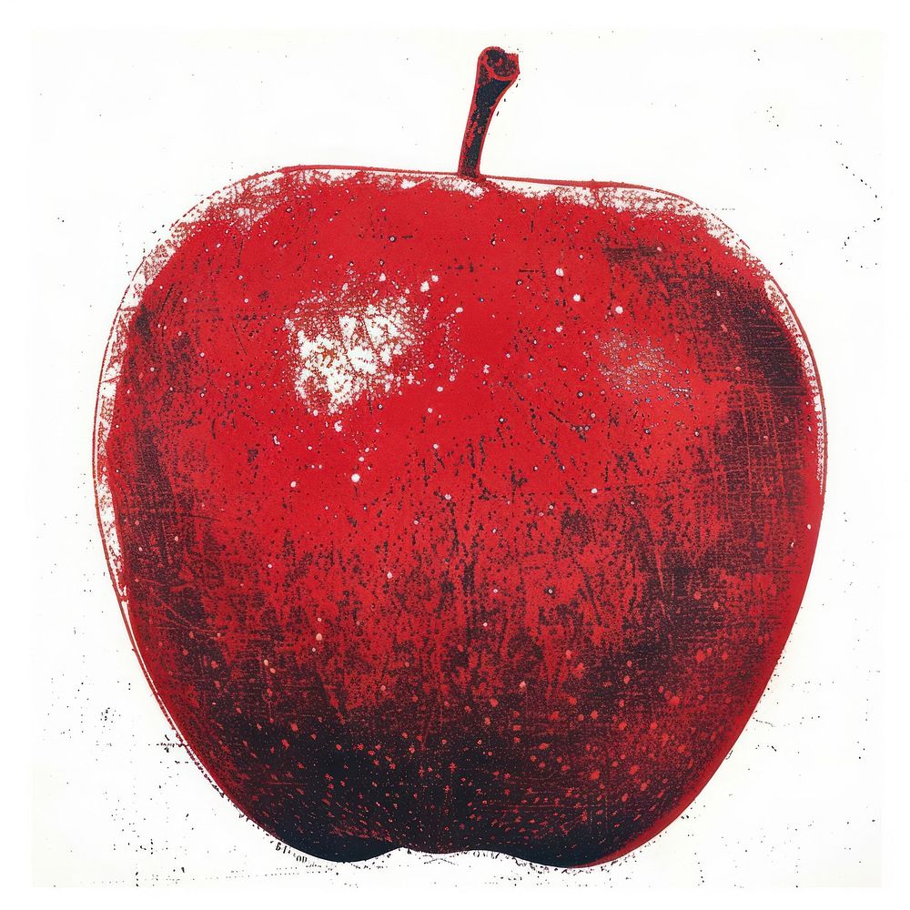 Apple Shaped Risograph style apple produce fruit.