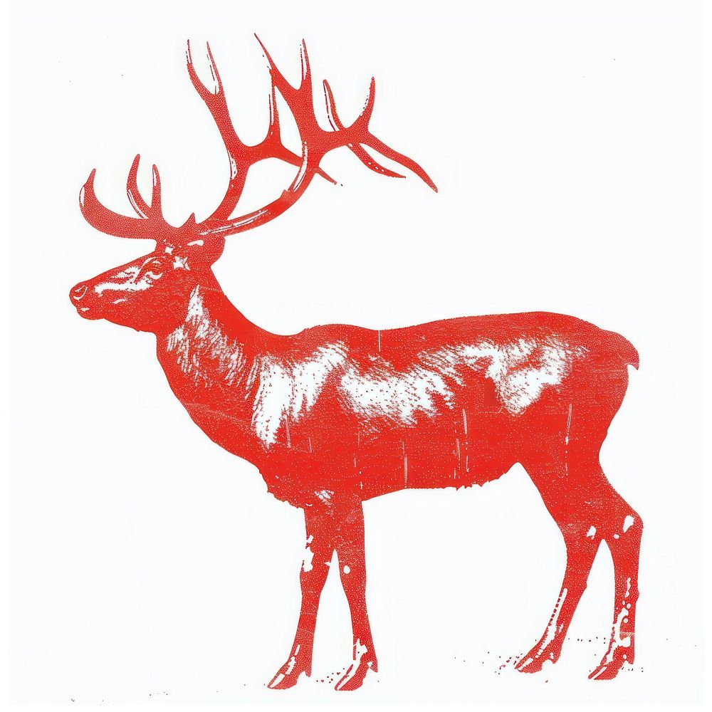 Reindeer Shaped Risograph style wildlife ketchup animal.