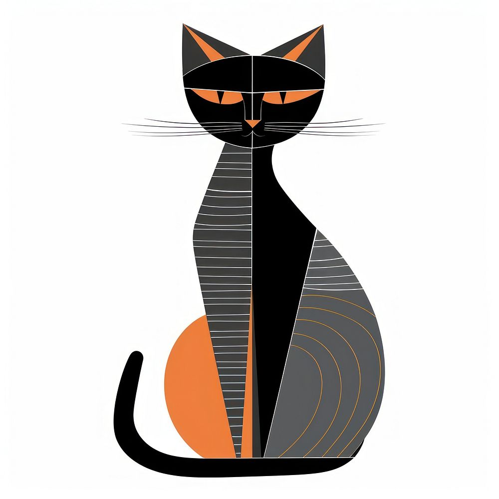 Minimalist symmetrical cat animal mammal symbol.