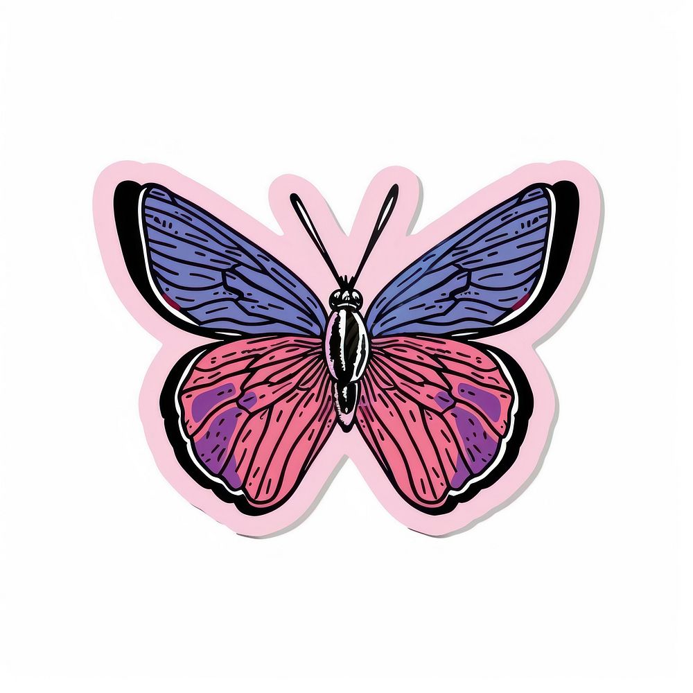Retro sticker butterfly invertebrate accessories illustrated.