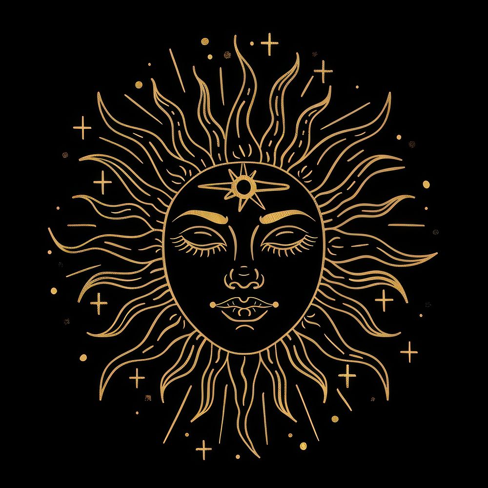 The sun tarot logo blackboard fireworks symbol.