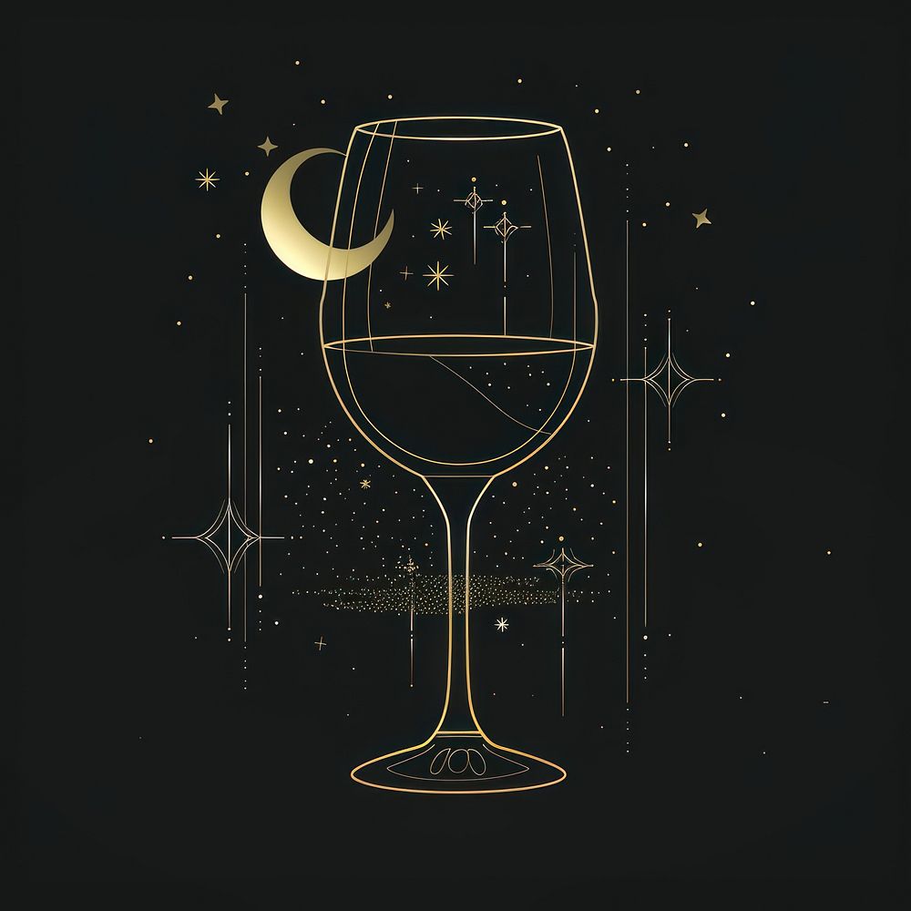 Surreal aesthetic Wine logo wine art astronomy.