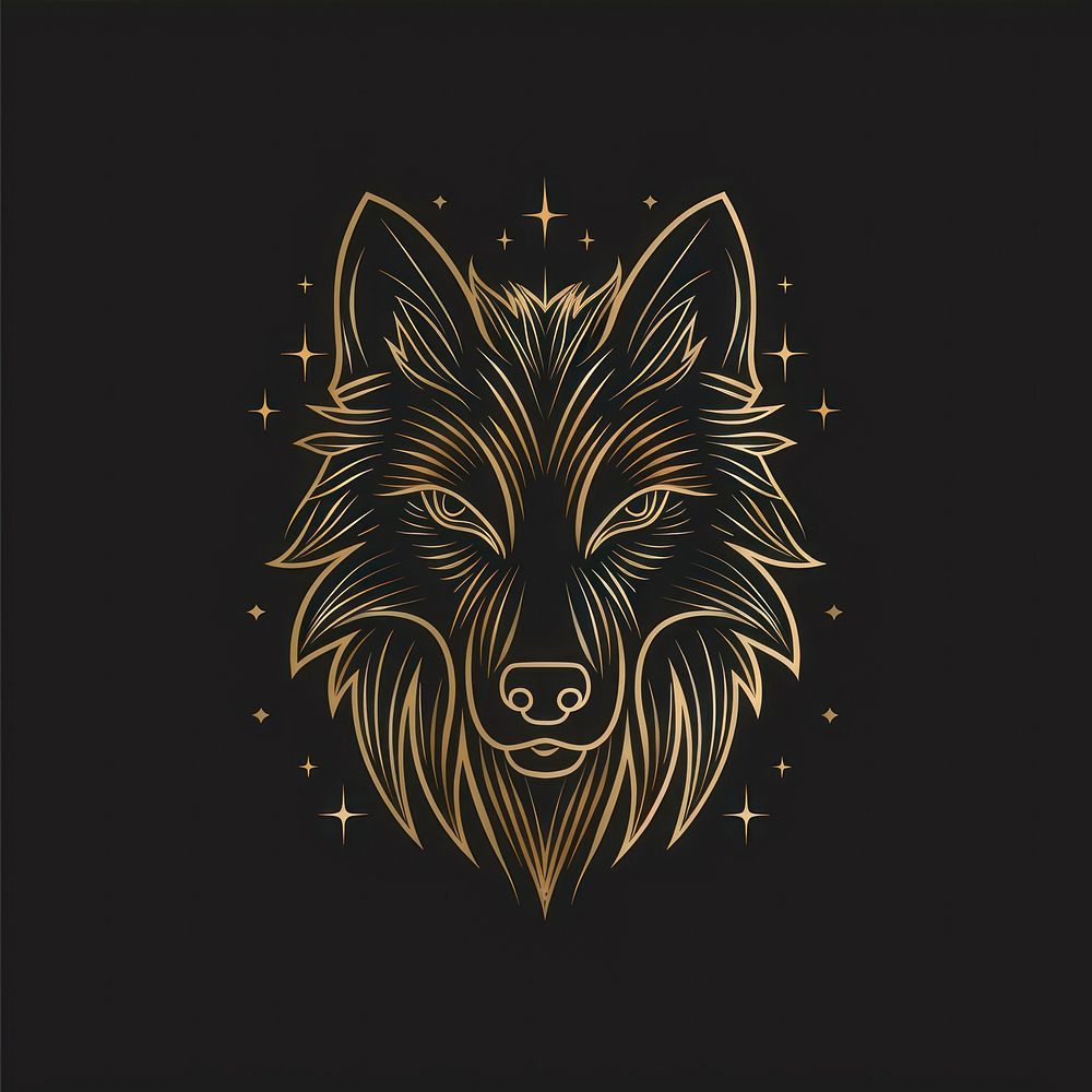 Surreal aesthetic Wolf logo art symbol person.