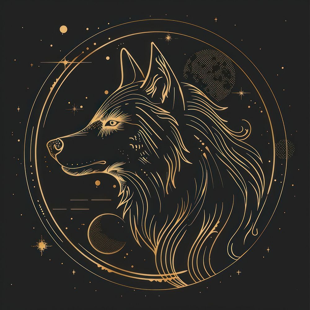 Surreal aesthetic Wolf logo wolf blackboard animal.