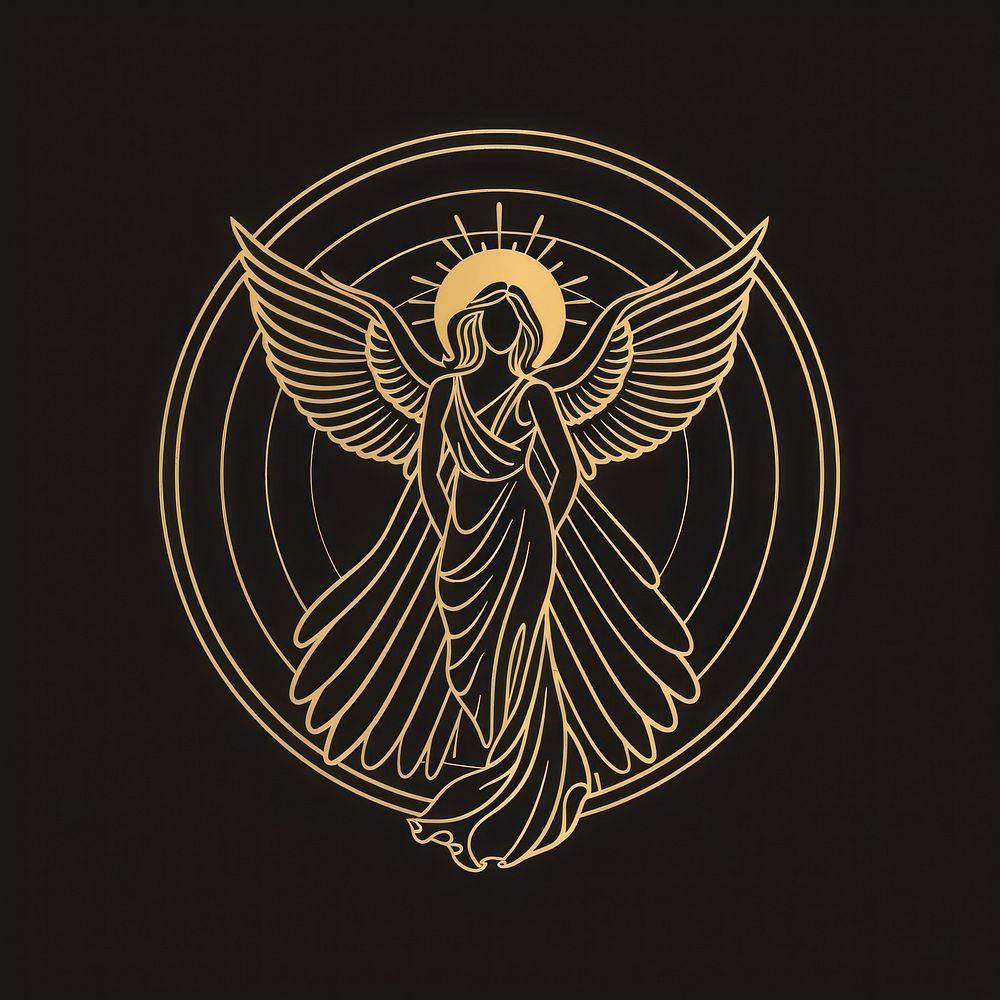 Surreal aesthetic Angel logo astronomy outdoors emblem.