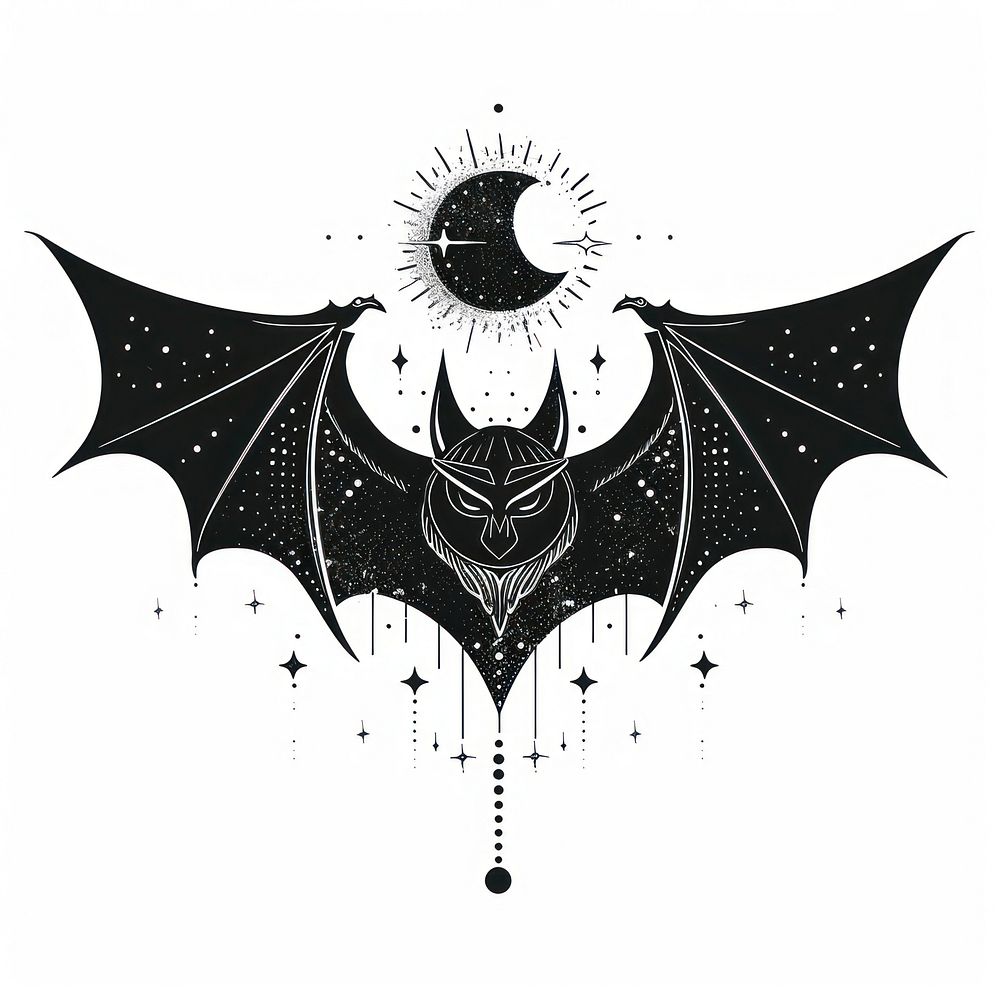Surreal aesthetic Bat logo symbol animal shark.