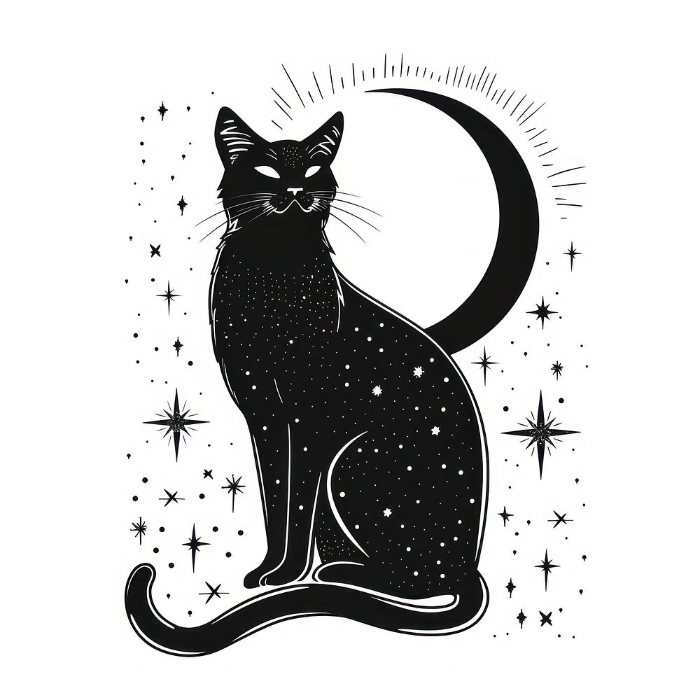 Surreal aesthetic Black cat logo black cat animal mammal.