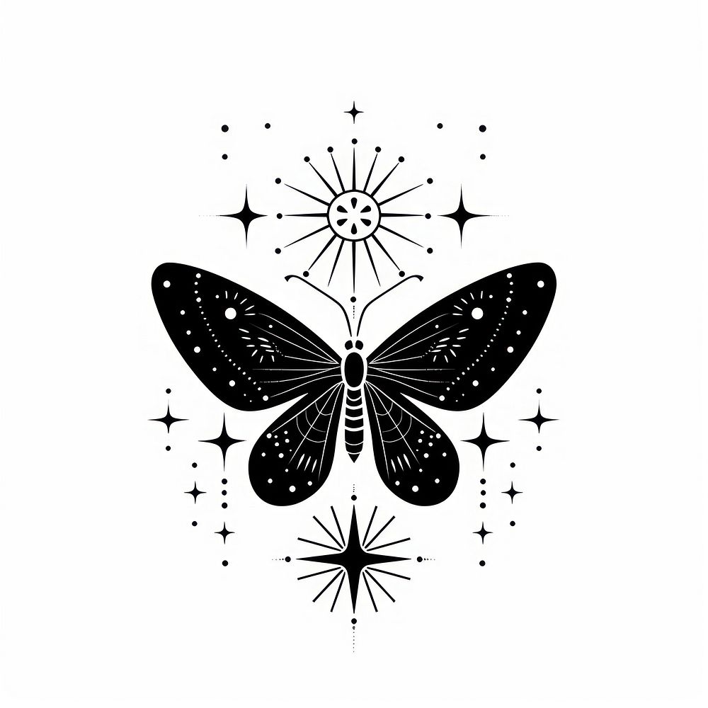 Surreal aesthetic Butterfly logo art stencil symbol.