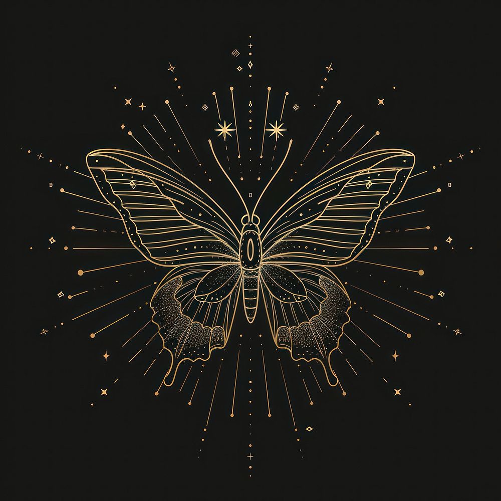 Surreal aesthetic Butterfly logo art chandelier fireworks.