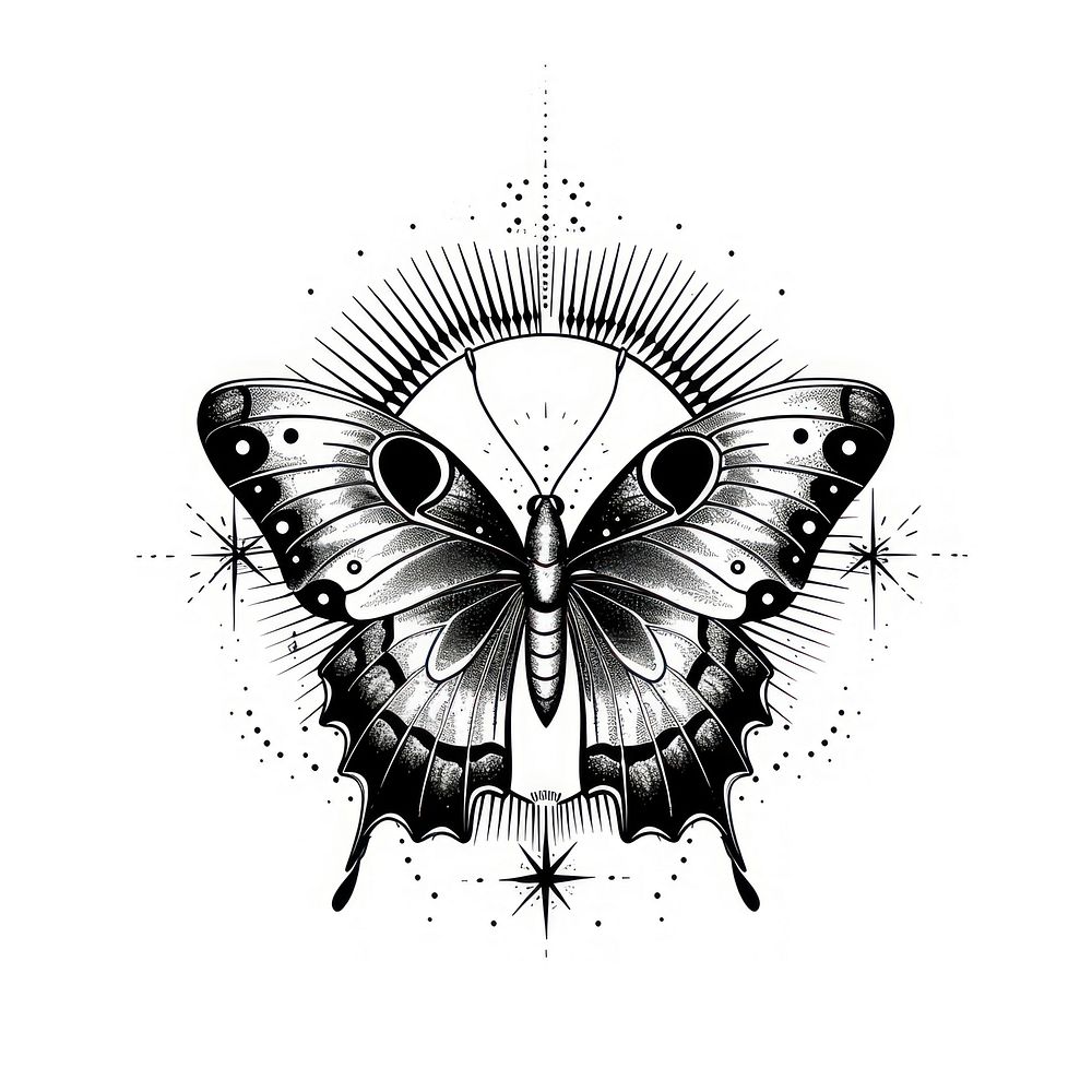 Surreal aesthetic Butterfly logo art illustrated chandelier.