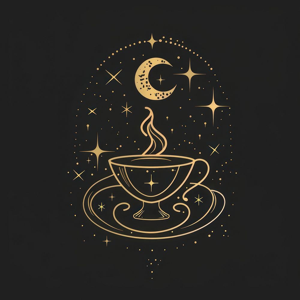 Surreal aesthetic Cafe logo blackboard beverage symbol.