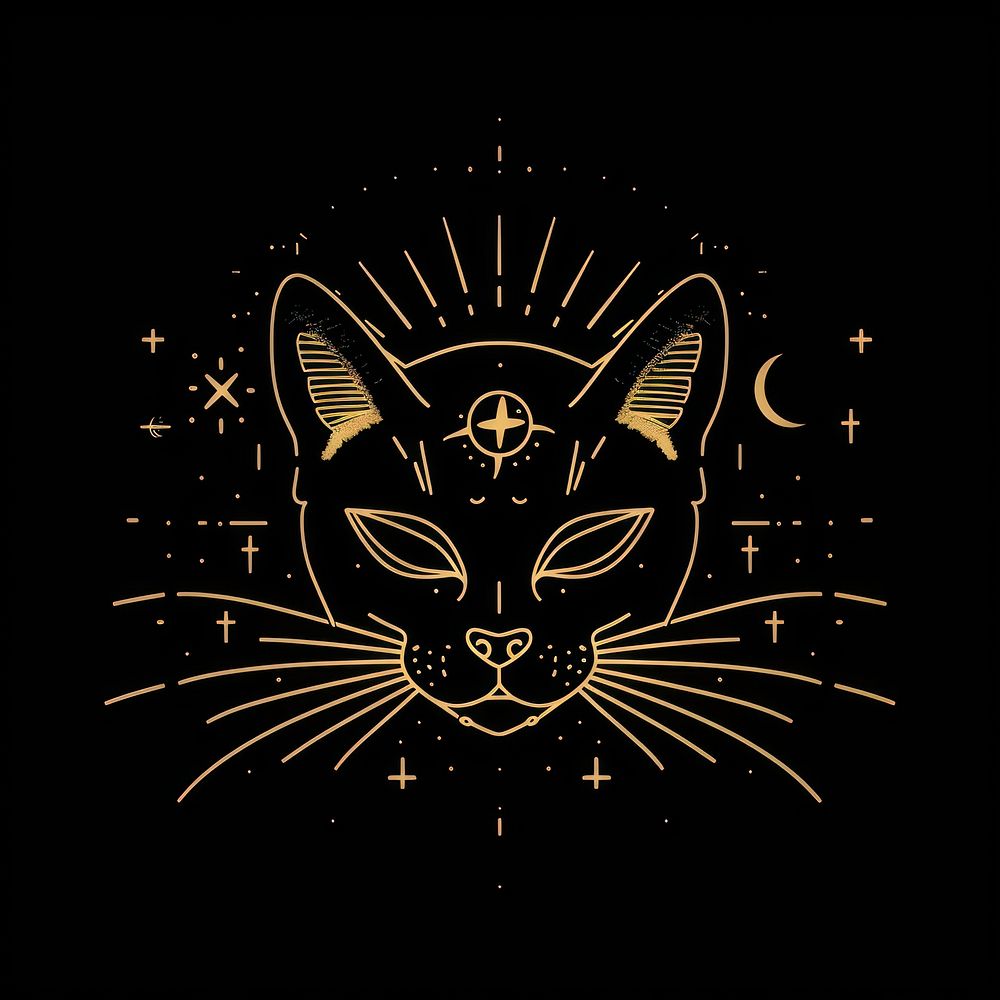 Surreal aesthetic Cat logo cat blackboard astronomy.