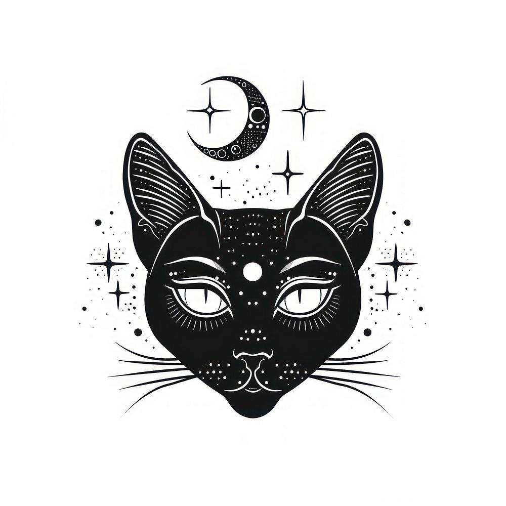 Surreal aesthetic Cat logo cat art illustrated.