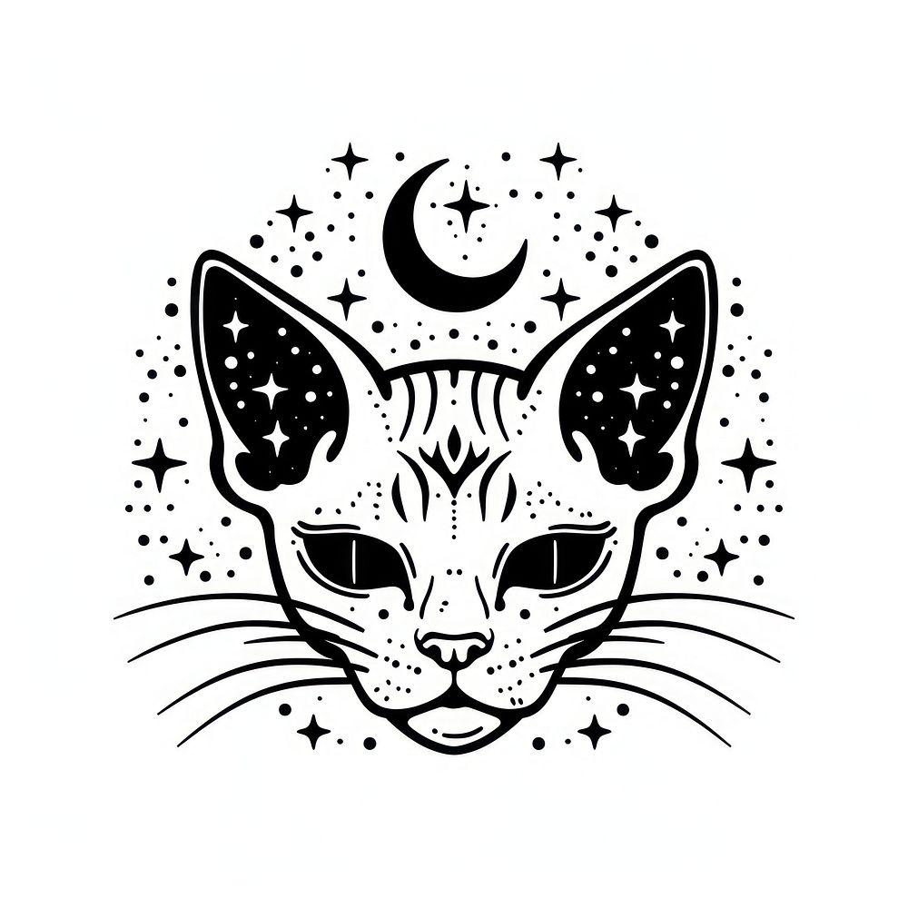 Surreal aesthetic Cat logo art cat illustrated.