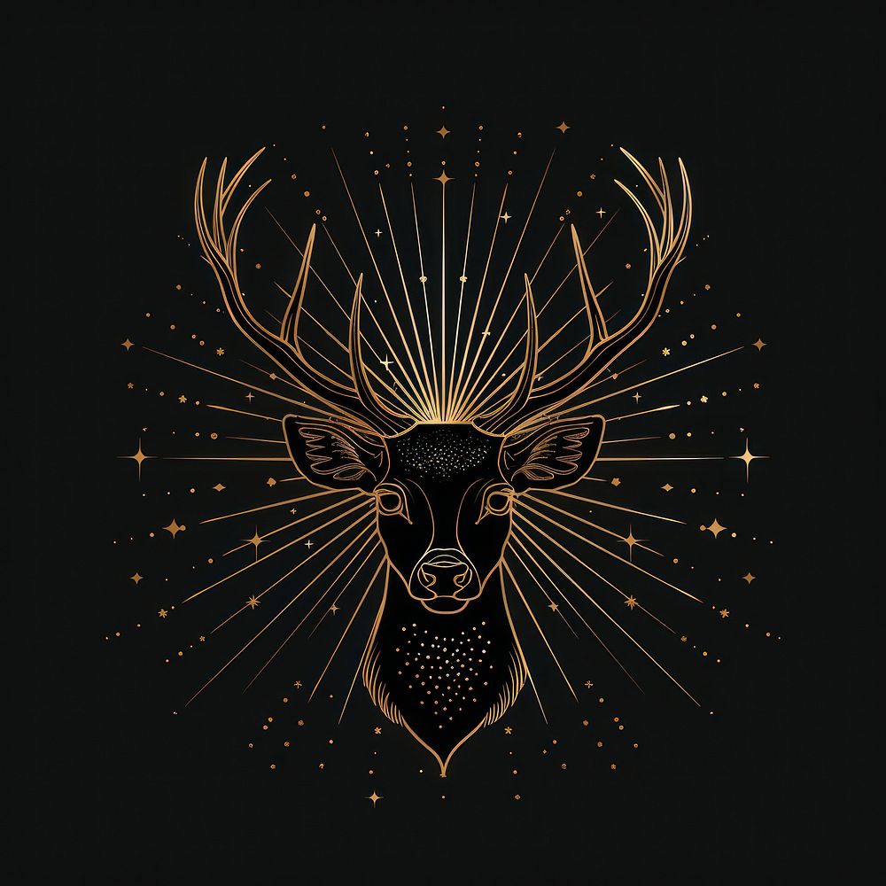 Surreal aesthetic Deer logo chandelier fireworks symbol.