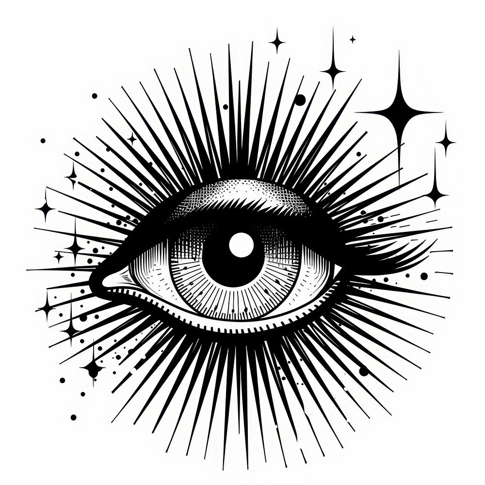Surreal aesthetic eye logo art illustrated drawing.