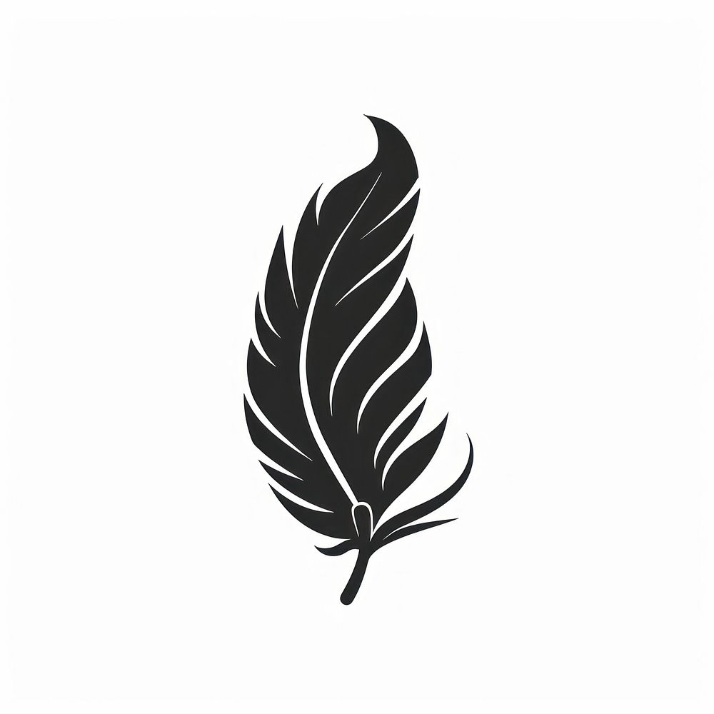 Surreal aesthetic feather logo stencil plant leaf.