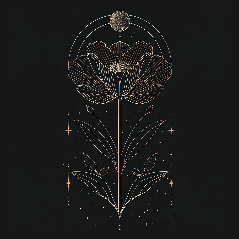 Surreal aesthetic Flower logo art illustrated chandelier.