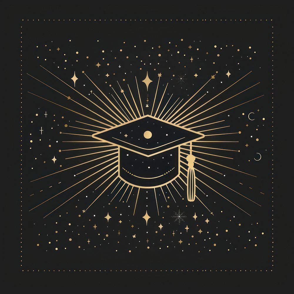 Surreal aesthetic Graduation hat logo graduation blackboard people.