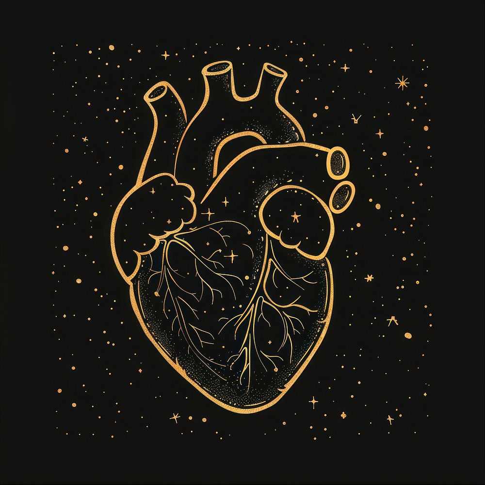 Surreal aesthetic heart logo blackboard fireworks.